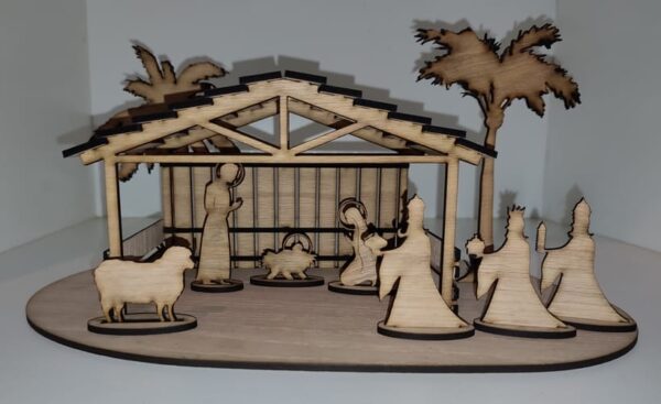 Christmas nativity with palm tree