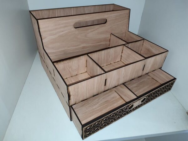 wooden tools and accessories organizer with dividers
