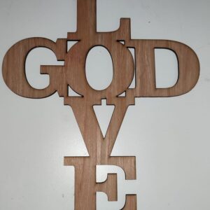wooden God love sign