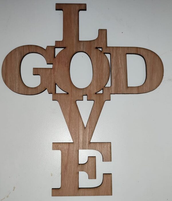 wooden God love sign