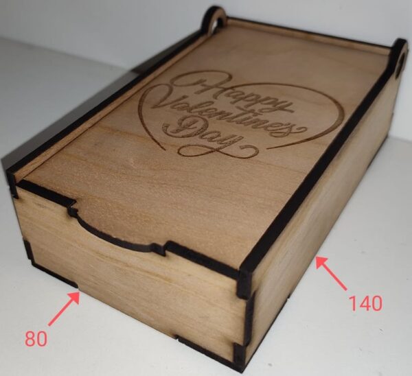 Wooden Happy Valentine's Day Gift Box with Flip Lid