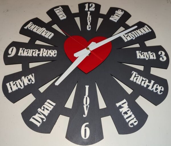 Wall Clock with Family Names
