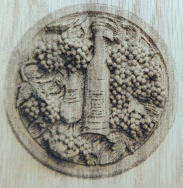Wooden 3D Image Wine Bottle with Grapes Scenery