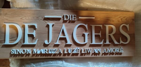Wooden 3D Family Name Plaque Wall Sign – Personalized Laser Engraved Elegance from Heidelberg, Garden Route - Image 2