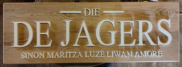 Wooden 3D Family Name Plaque Wall Sign – Personalized Laser Engraved Elegance from Heidelberg, Garden Route