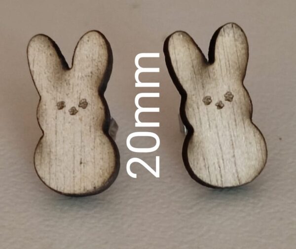 Wooden Easter bunny children ear studs - Image 3