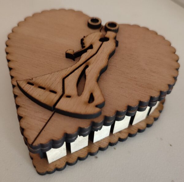 Wooden Wedding Couple Heart Ring Box – Elegant Laser Engraved Keepsake