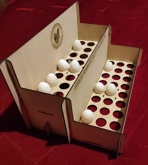 Elegant two-tier wooden egg display rack for fresh chicken eggs - Image 2